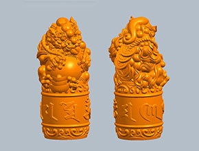 六字真言麒麟神獸立體3d模型圖stl_享刻五軸雕刻