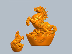 馬到成功元寶馬模型圖紙_五軸雕刻機廠家