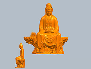 山水坐觀音3d電腦模型圖STL_五軸玉石雕刻機(jī)