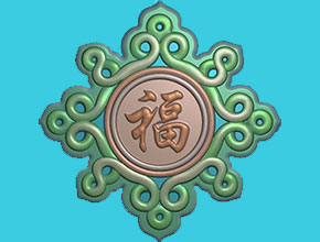 新年中國(guó)結(jié)福字玉石雕刻電腦圖紙_享刻玉