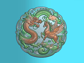 龍馬精神圓牌玉石雕刻電腦圖紙_享刻玉石雕刻機(jī)
