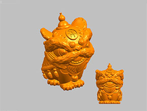 祥瑞醒獅擺件電腦3d模型圖stl_享刻五軸雕刻機