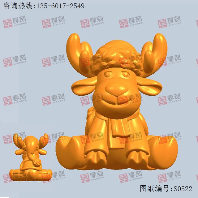 圣誕鹿擺件STL模型雕刻圖