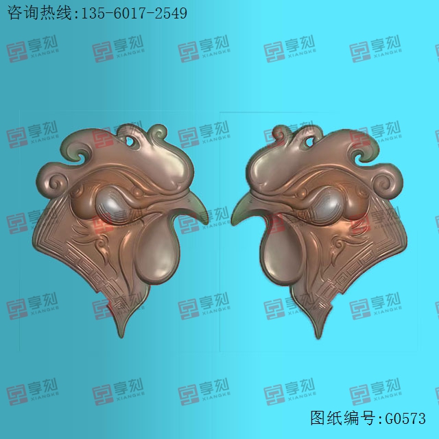 雙面雞首玉石電腦雕刻圖紙_享刻玉石雕刻機(jī)