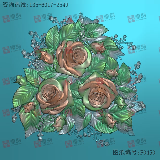 月季花-玉石電腦數(shù)控精雕圖紙_享刻玉石雕刻機(jī)