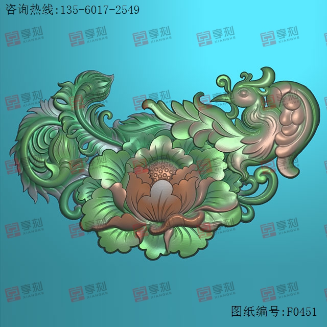 牡丹花-玉石電腦數(shù)控精雕圖紙_享刻玉石雕刻機